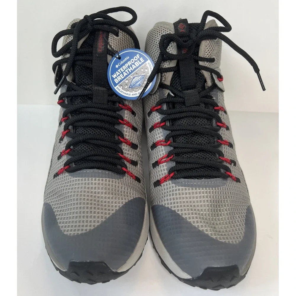 Columbia Men's Trailstorm Mid Waterproof Shoe in Gray & Red Size 11 BM0155-005